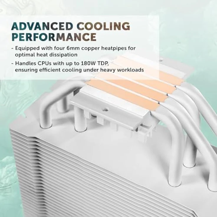 Kolink Umbra EX180 White Edition, CPU Kühler mit 120 mm PWM-Lüfter und vier 6 mm Kupfer-Heatpipes, weiss – Bild 3