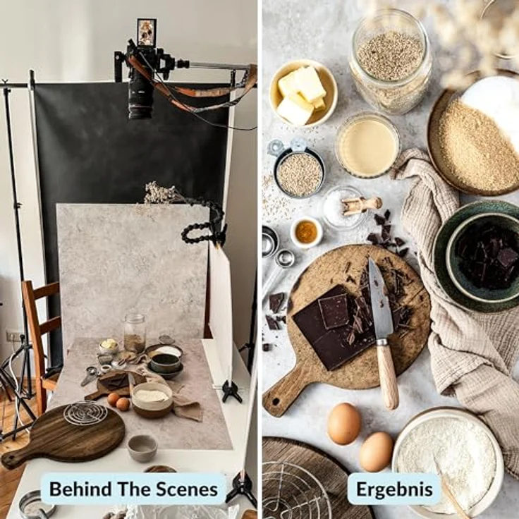 LENS-AID 2-in-1 Foto Hintergrund, Flatlay Tabletop Background Design, 84 cm x 60 cm, abwaschbar, Made in Germany – Bild 4