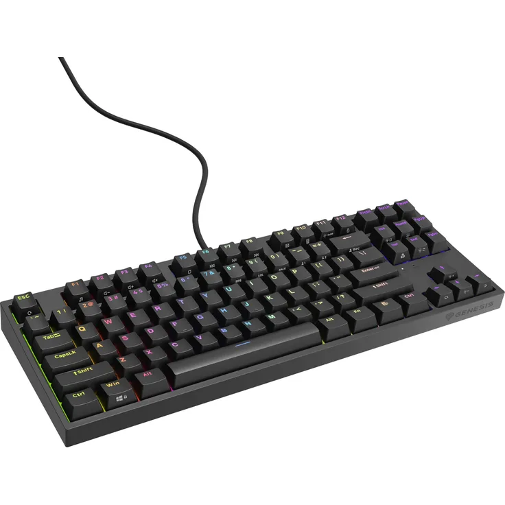 Genesis Thor 404 TKL, Kabelgebundene Gaming-Tastatur mit Kailh Box Brown V2-Schaltern, RGB-Beleuchtung und Hot-Swap-Technologie, Schwarz