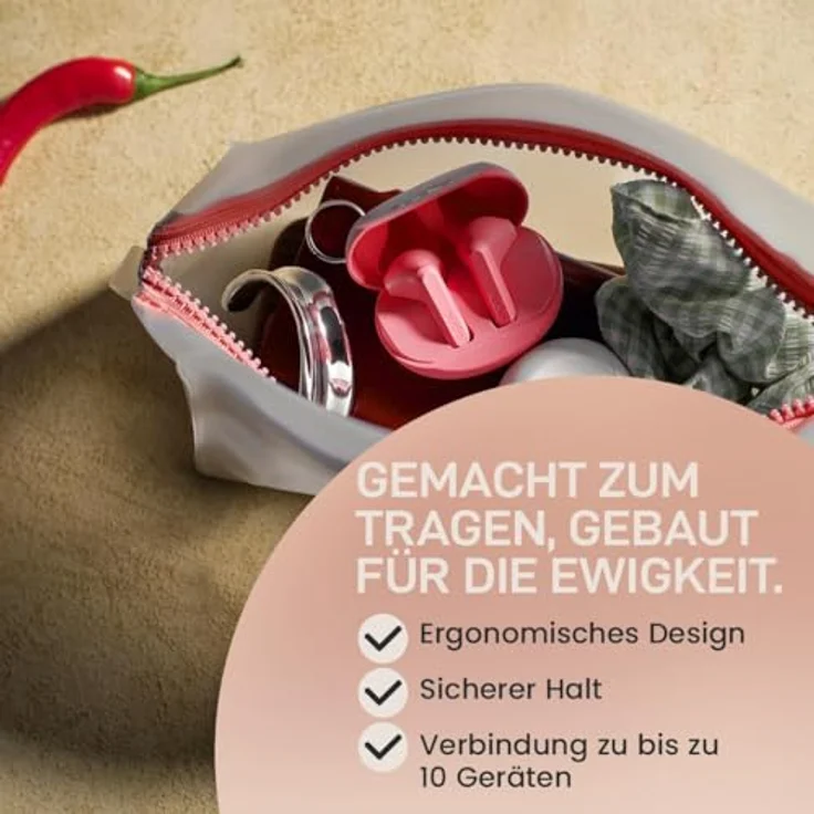 sudio A3, True Wireless Over Ear Kopfhörer mit Bluetooth 5.4, Multipoint Verbindung, schweiß- & spritzwassergeschützt, Touch-Steuerung, 25h Spielzeit, USB-C Ladecase, Rosa – Bild 4
