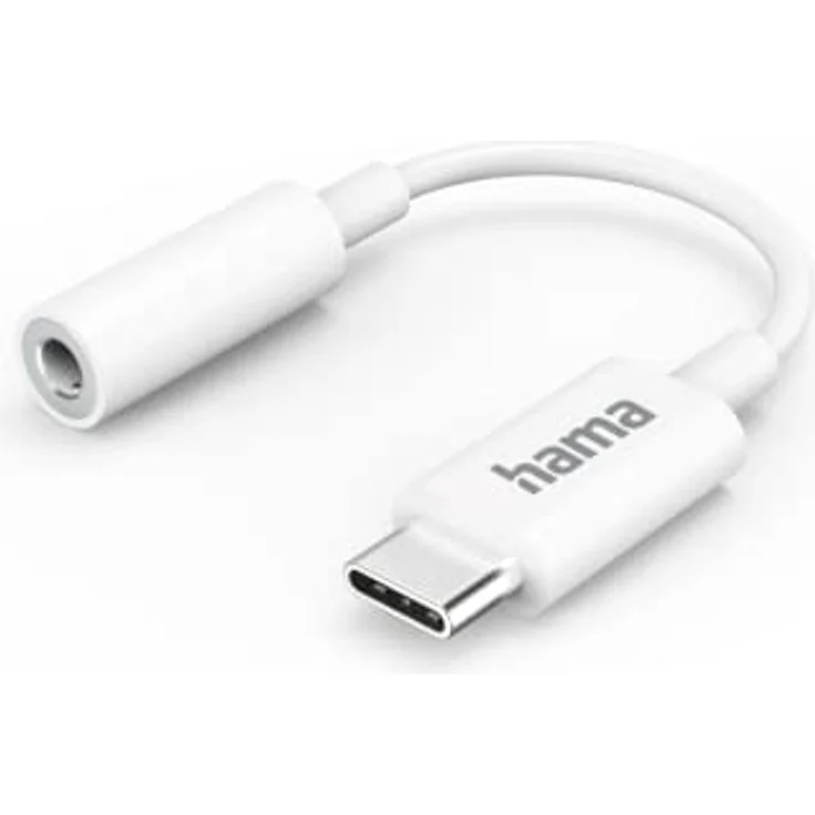 Hama USB C auf 3,5 mm Klinke Kopfhörer Adapter (Audioadapter, AUX Adapter, USB-C auf Kopfhörerbuchse, Jack, Klinkenbuchse, für Samsung, Huawei, iPad) weiß – Bild 1