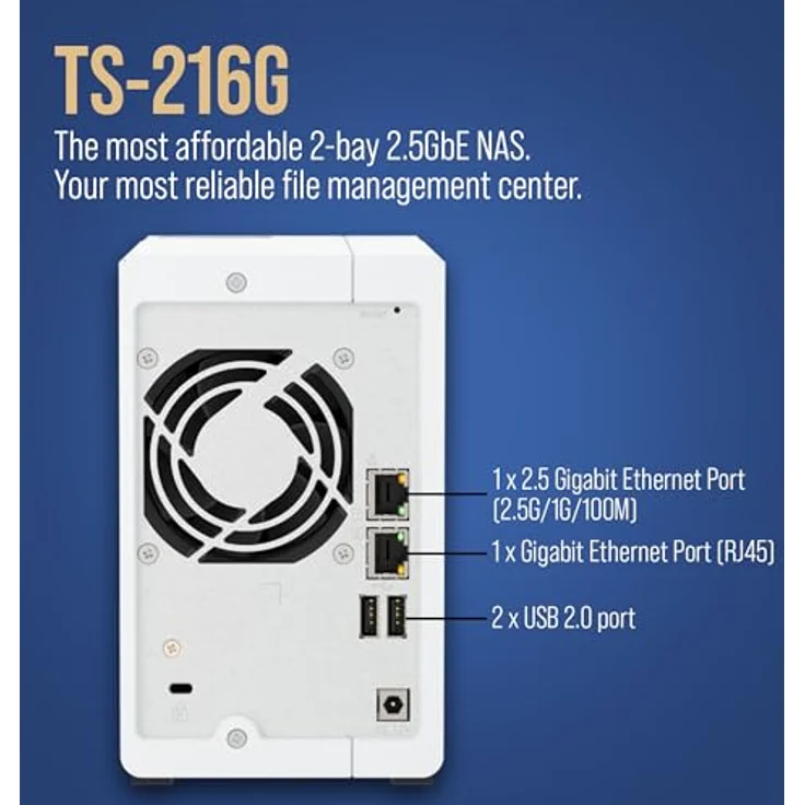 QNAP - NAS DT 2-Bay ARM 4C 2GHZ 2XSATA 6GB/S 3.5/2.5IN 4GB RAM 1XGBE 1X2.5GBE, Externe Festplatte TS-216G - Preisvergleich – Bild 3