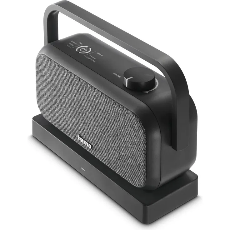 Hama 221849 Senioren TV Bluetooth Lautsprecher, tragbarer Stereo-Lautsprecher mit 2,4-GHz-Station, Schwarz/Grau, versandkostenfrei