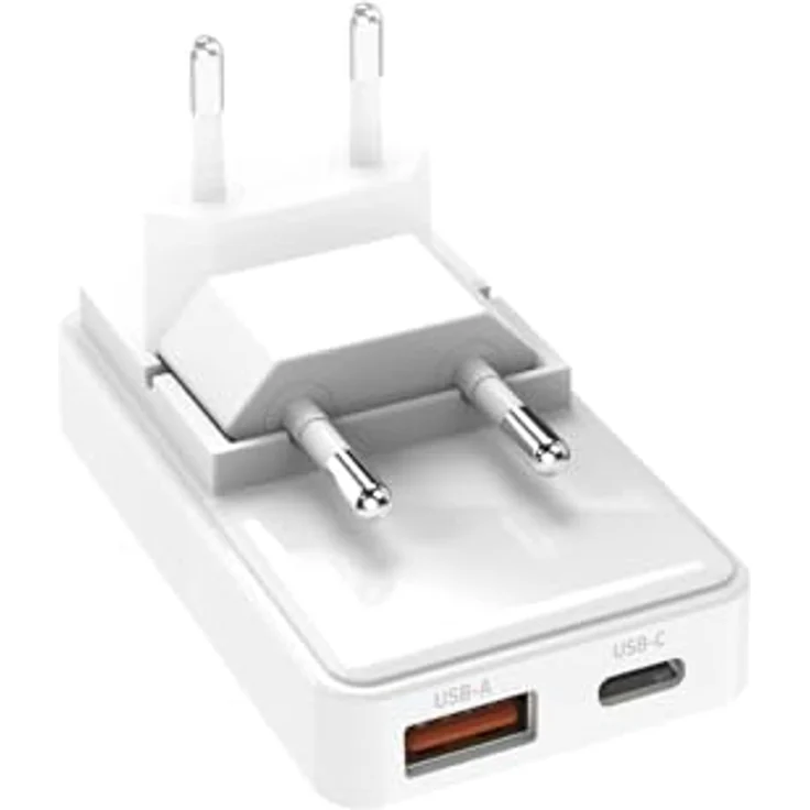 SBS Flexi 65W USB-C-Netzteil, GaN-Technologie, Power Delivery, Schnellladung, faltbares Design, USB-C/USB-A, weiß – Bild 1