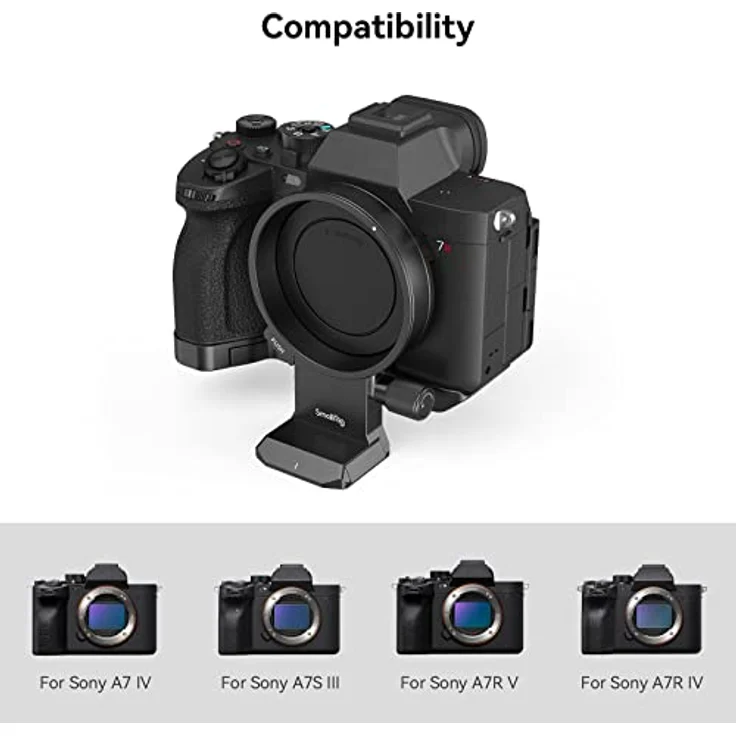 SMALLRIG Rotatable Collar Mount Plate für Sony Alpha 7R V/Alpha 7 IV/Alpha 7S III/Alpha 7R IV, für Arca-Typ und für Manfrotto RC2-Platte, Unterstützt Horizontale und Vertikale Aufnahmen - 4148 – Bild 3