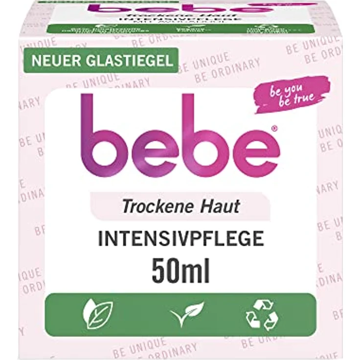 bebe Intensivpflege (50 ml), reichhaltige Gesichtscreme für trockene Haut mit Avocadoöl und Sheabutter, intensiv pflegende Feuchtigkeitscreme für 24h Feuchtigkeit, vegan* – Bild 1