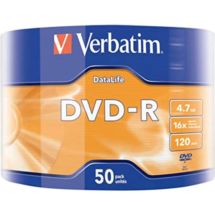 Verbatim DVD-R 16x, DataLife, Matt Silver 4.7GB, 50er Pack, DVD Rohlinge beschreibbar, 16-fache Brenngeschwindigkeit & Hardcoat Scratch Guard, DVD-R Rohlinge, DVD leer, Rohlinge DVD – Bild 2