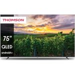 Thomson 75 Zoll (189 cm) QLED Fernseher Smart Android TV (WLAN, HDR, Triple Tuner DVB-C/S2/T2, Sprachsteuerung, Netflix, YouTube, Prime Video) – 75QA2S13-2023, Quantum Dots Filter, 4K UHD, Dolby Atmos und Vision, 3-jährige Garantie, A+ Panel