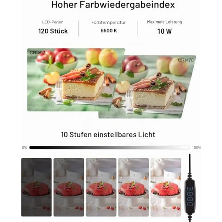 PULUZ 30cm Faltbare Fotobox, Lichtbox mit dimmbarem Licht und 6 PVC-Hintergründen für Produktfotografie – Bild 4