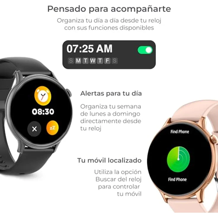 KSIX Smartwatch Core 2, 1,43 Zoll AMOLED-Display, integriertes Mikrofon und Lautsprecher, Rosa (47 mm) – Bild 7