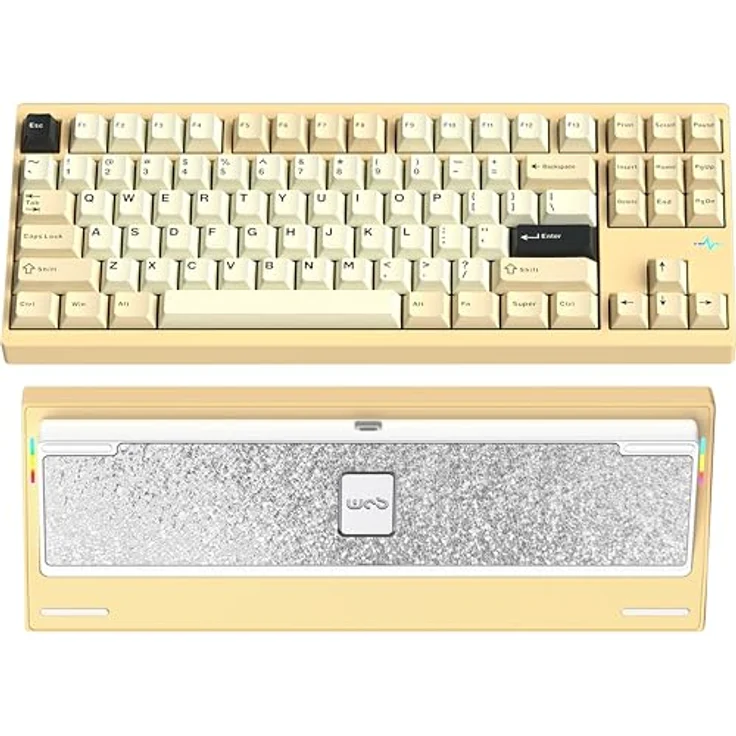 CutiePcs WOBKEY Crush 80 Reboot, Mechanische Tastatur mit 5-Sekunden-Schnellverschluss, Dreifach-Verbindungsmodi und überragender Akustik, Pro Gelb – Bild 1