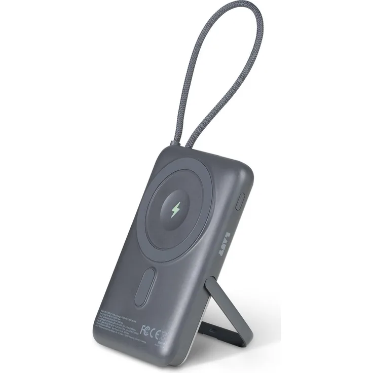 Laut POWER CHARGE RISER+ Black Powerbank, 10.000mAh, kabelloses MagSafe Laden, integrierter Ständer, Schwarz