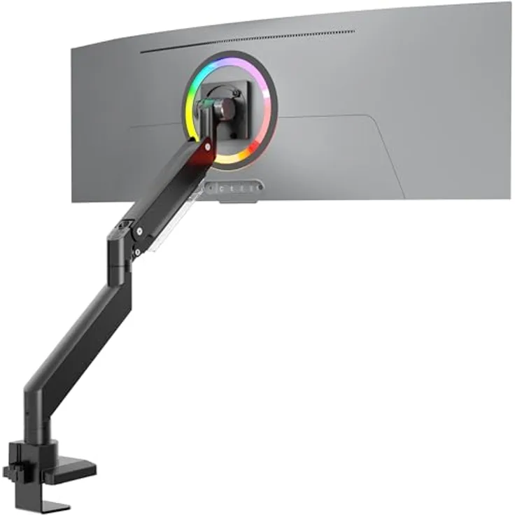 ONKRON Monitor Halterung Tisch für 17-57 Zoll Bildschirm bis zu 27 kg, Gasdruckfeder 75x75-200x200 VESA schwenkbar neigbar drehbar Schwarz G130-B