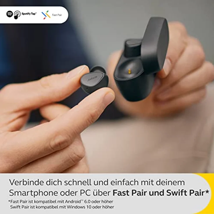 Jabra Elite 4 schnurlose In-Ear-Kopfhörer mit aktiver Geräuschunterdrückung - bequeme Bluetooth mit Spotify Tap Playback, Google Fast Pair, Microsoft Swift Pair und Multipoint - Dunkelgrau – Bild 4