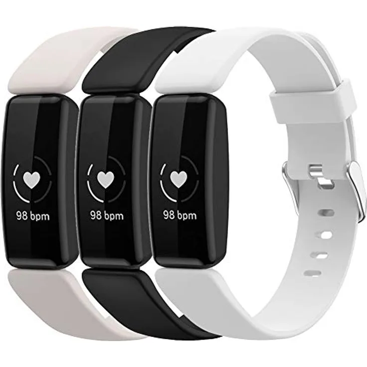 Shieranlee 3-Pack Armband für Fitbit Inspire 3, weiches Silikon, groß und klein, atmungsaktiv, klassisches Ersatzarmband für Inspire 2 & Fitbit Ace 3