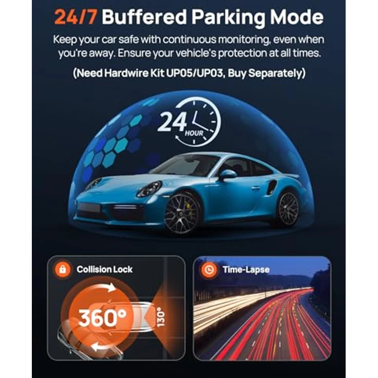 70mai 4K Omni X800 Dashcam mit 128 GB Speicherkarte, 360° drehbar (4K Ultra HD, WLAN, Starvis 2 IMX678, GPS & ADAS, Super Nachtsicht, f/1.7, App Steuerung) – Bild 7