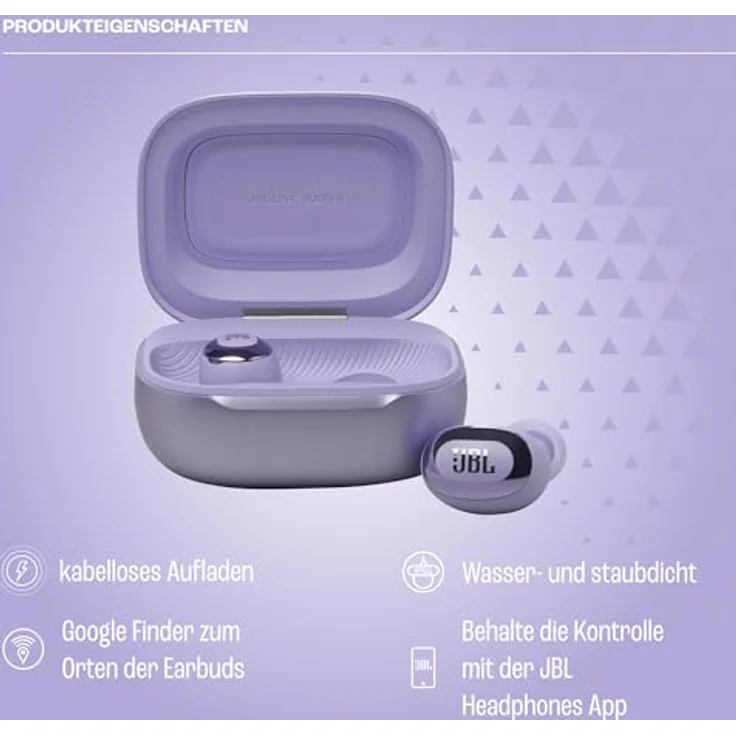 JBL Live Buds 3, Kabellose Ohrhörer mit Bluetooth, 40h Akkulaufzeit, True Adaptive Noise Cancelling and High Resolution Signature Sound, IP55 Wasserdicht, Violett – Bild 2