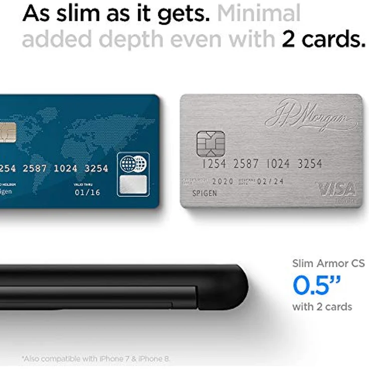 Spigen Slim Armor CS Kompatibel mit iPhone 8-7 Hülle, 2-teilige Kartenfach TPU Schicht + PC Rückschale Schutzhülle Case Schwarz 042CS20455 – Bild 5