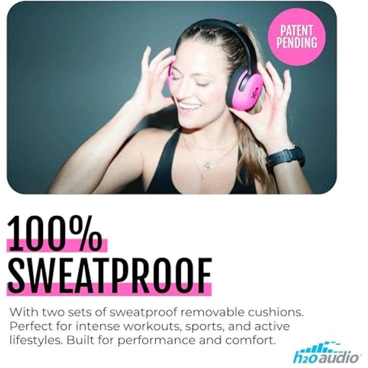H2O Audio Betty x RIPT Ultra Over-Ear-Sport-Kopfhörer, aktive Geräuschunterdrückung, 50 Stunden Akkulaufzeit, schweißfestes Silikon und Leder, kabellos – Bild 3