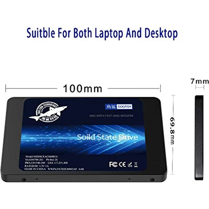 SSD 64GB SATAIII 2.5 Dogfish Inch 6Gb/s Internal Solid State Drive for Desktop Laptop Hard Drive Includes SSD 32GB 120GB 128GB 240GB 250GB 480GB 500GB 960GB(64GB, 2.5''-SATA3) – Bild 5
