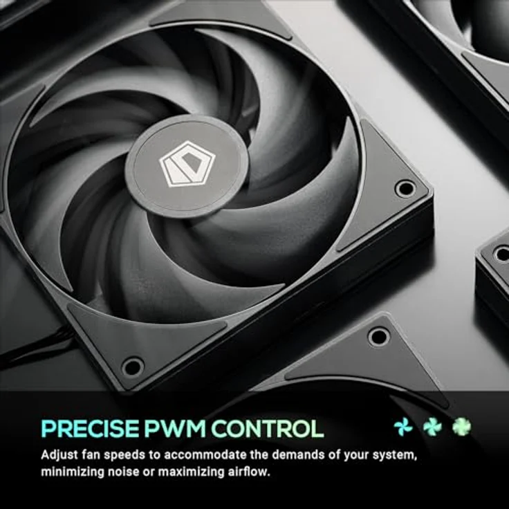 ID-COOLING AS-120-K TRIO 120mm Gehäuselüfter, 3er-Pack, hohe Leistung 58 CFM, geringe Geräuschentwicklung 27,2 dB(A), schwarz – Bild 3