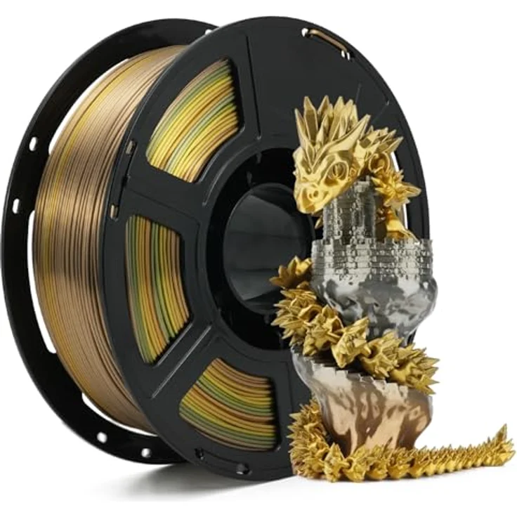 FLASHFORGE 3D Drucker Filament Seidenmetall Regenbogen, Glänzend und Farbverlauf, 1.75mm, 1KG Spule, Zähigkeit und Blasenfreiheit – Bild 1