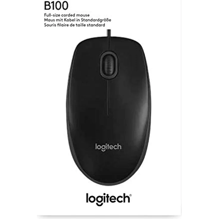 Logitech B100 Maus mit Kabel, USB-Anschluss, 800 DPI Optischer Sensor, 3 Tasten, Für Links- und Rechtshänder, PC-Mac - schwarz – Bild 6
