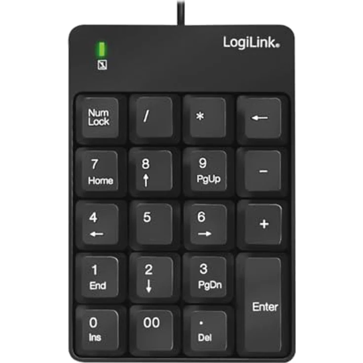 LogiLink ID0184 Numerische Zusatztastatur mit USB-Anschluss mit LED-Aktivitätsanzeige Schwarz – Bild 2