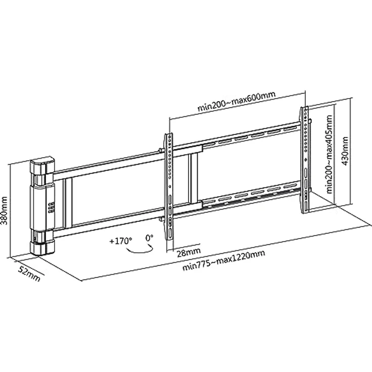 My Wall Motorisierter und Schwenkbarer Wandhalter HP29-1L, Vollautomatisch, schwenkbar bis 170°, VESA 200x200-600x400, belastbar bis 50kg, inklusive RF-Fernbedienung mit Speicherfunktion – Bild 5