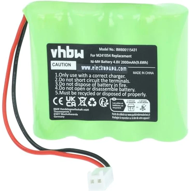 vhbw Akku Ersatz für Teleradio M241054, 2000 mAh, 4,8 V NiMH, leistungsstarker wiederaufladbarer Akku für Industrie-Funkfernsteuerung – Bild 3
