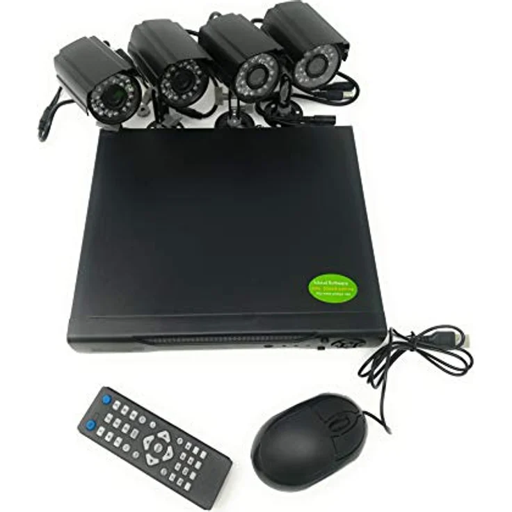 Tempo Di Saldi Balances CCTV-N Videoüberwachungsset, 4-Kanal mit Infrarotkameras, DVR, Netzwerkkamera, Schwarz, unterstützt bis zu 500 GB SATA-Festplatte – Bild 2