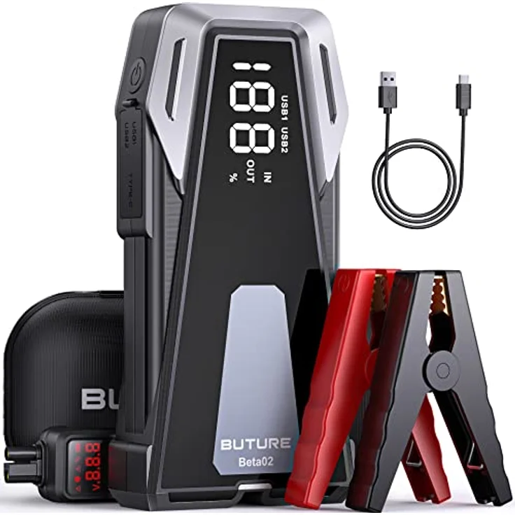 BuTure Starthilfe Powerbank, 3000A Spitzenstrom 21800mAh Tragbare 12V Auto Starthilfe für 8.5L Benzin und 8.0L Dieselmotor,Starthilfegerät mit LED Taschenlampe – Bild 1