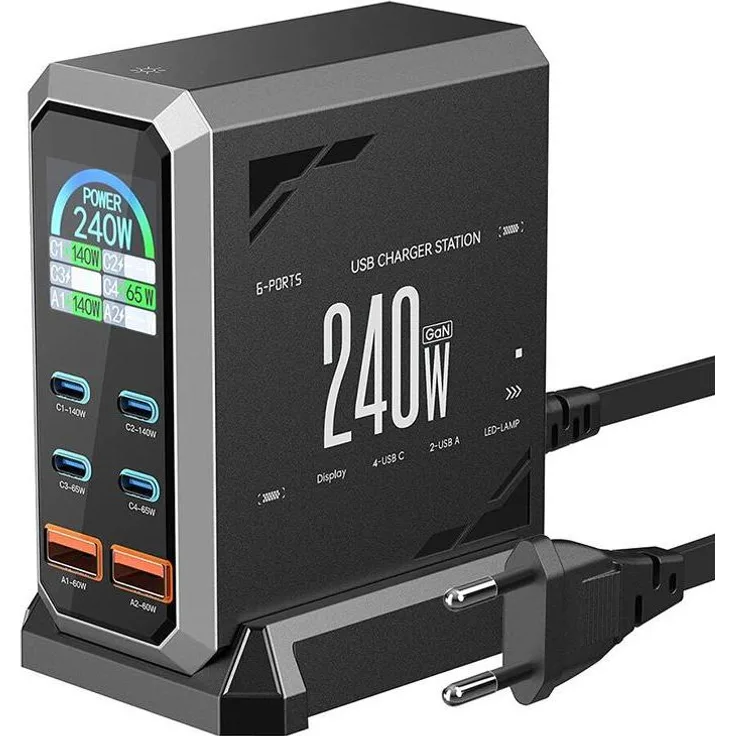 BlitzWolf BW-S31, 240W Netzwerk Ladegerät mit 2xUSB-A und 4xUSB-C, PD Schnellladung
