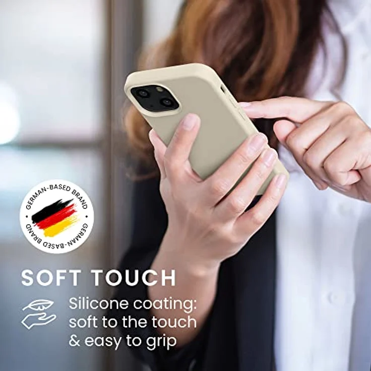 kwmobile Handyhülle für iPhone 13 mini, Silikon Case in Creme, kabelloses Laden, rutschfest und elastisch – Bild 4