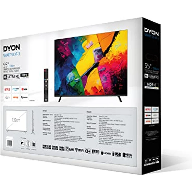DYON Smart 55 XT-3 139 cm (55 Zoll) Fernseher (4K Ultra-HD Smart TV, HD Triple Tuner (DVB-C/-S2/-T2), Prime Video, Netflix & HbbTV) [Modelljahr 2023] – Bild 4
