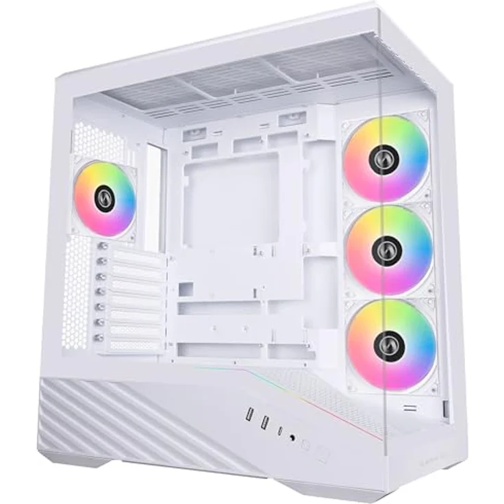 Lian-Li Vector V100 Midi-Tower PC-Gehäuse, ATX/E-ATX, RGB, Tempered Glass, weiss, bis zu 9 Lüfterplätze – Bild 1