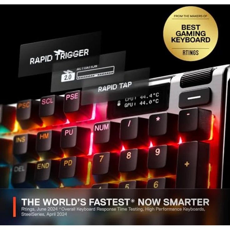 SteelSeries Apex Pro Gen 3, Gaming-Tastatur mit Hall Effect Switches, OmniPoint 3.0, einstellbarer Betätigung, Game-Ready Presets, Rapid Trigger, Schutzmodus, Nordic QWERTY – Bild 2