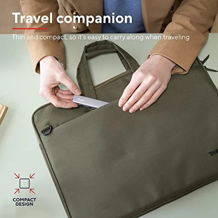 Trust Halyx USB-C Hub 3.2 Gen 1, 4 Port USB-A Adapter 5 GBit/s, Dünn und Kompakt, USB Verlängerung Datenhub, USB Verteiler, USB Splitter für Computer, PC, Laptop, Desktop, Windows - Grau – Bild 5