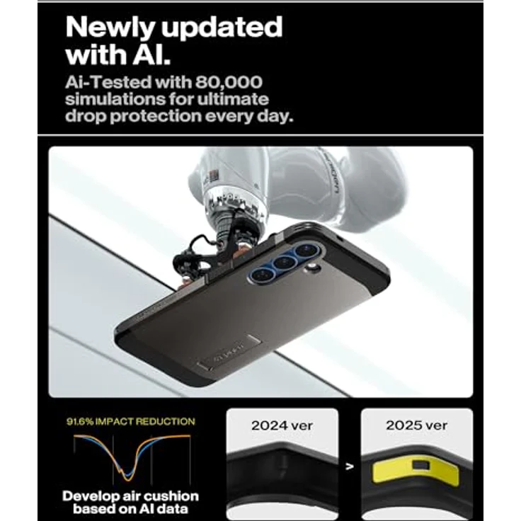 Spigen Tough Armor (AI) MagFit Hülle für Samsung Galaxy S25 Plus, Kompatibel mit MagSafe -Gunmetal, Doppelschichtige Schutzhülle mit integriertem Kickstand – Bild 5