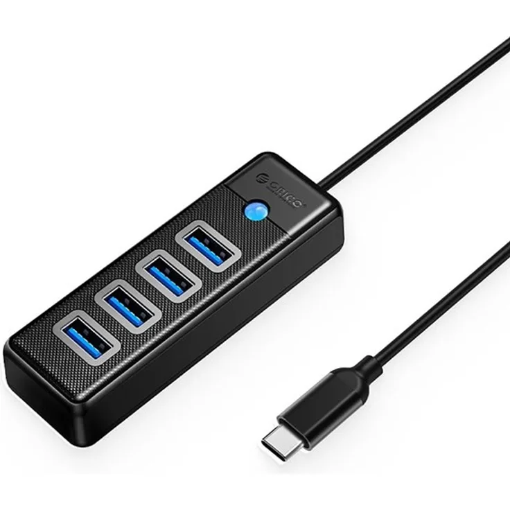 ORICO PW4U-C3 USB-C Hub mit 4x USB-A 3.0 Ports, 5 Gbps Datenübertragung, schwarz