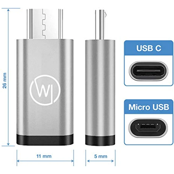 Wicked Chili MicroUSB auf USB C Adapter für Kartenlesegerät - Aluadapter mit Typ C Buchse und Micro-USB-Stecker für OTG Handy-Tablet für Bilder-, Video- und Datenübertragung (ohne Ladefunktion) – Bild 6