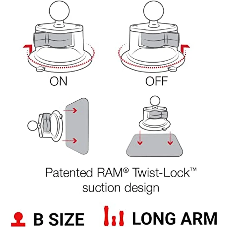 RAM Mounts X-Grip Smartphone Halterung mit Saugnapfbasis, 3,3 Zoll, Schwarz – Bild 7