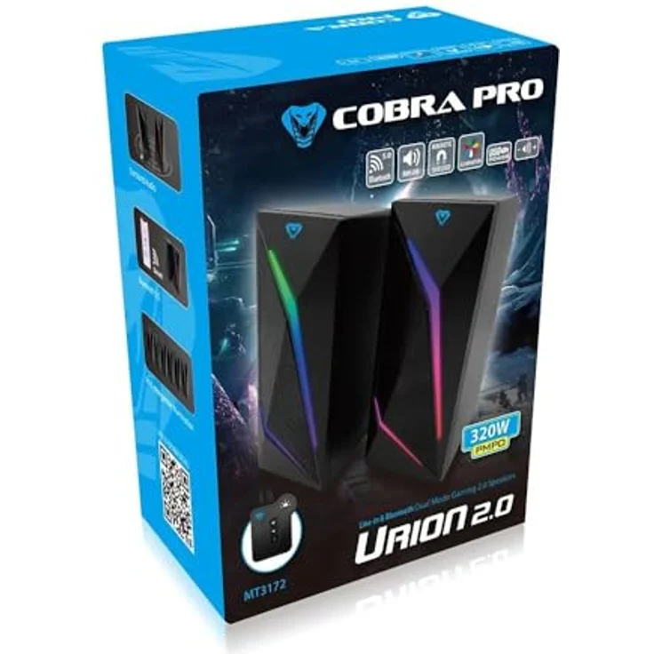 Media-Tech Cobra Pro Urion 2.0, Stereolautsprecher mit Bluetooth 5.0 und RGB-Touch-Beleuchtung, Schwarz – Bild 4
