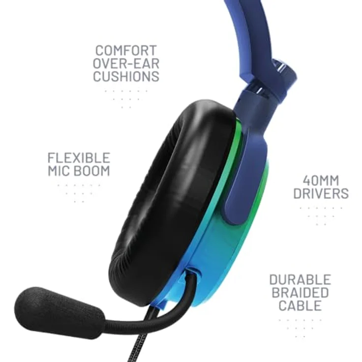 STEALTH C6-100 Gaming Headset Strike - Grün & Blau, Multiplattform-kompatibel mit Xbox, PS, Switch, PC, Handy und Tablet - Premium Sound & Stylisches Design – Bild 4