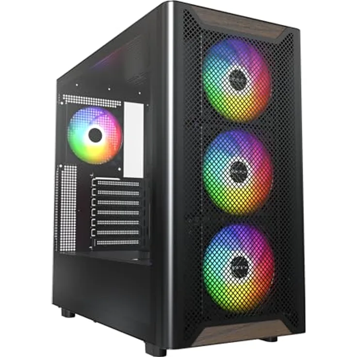Montech XR Wood PC-Gehäuse, Midi-Tower, ATX, ARGB, Tempered Glass - Schwarz