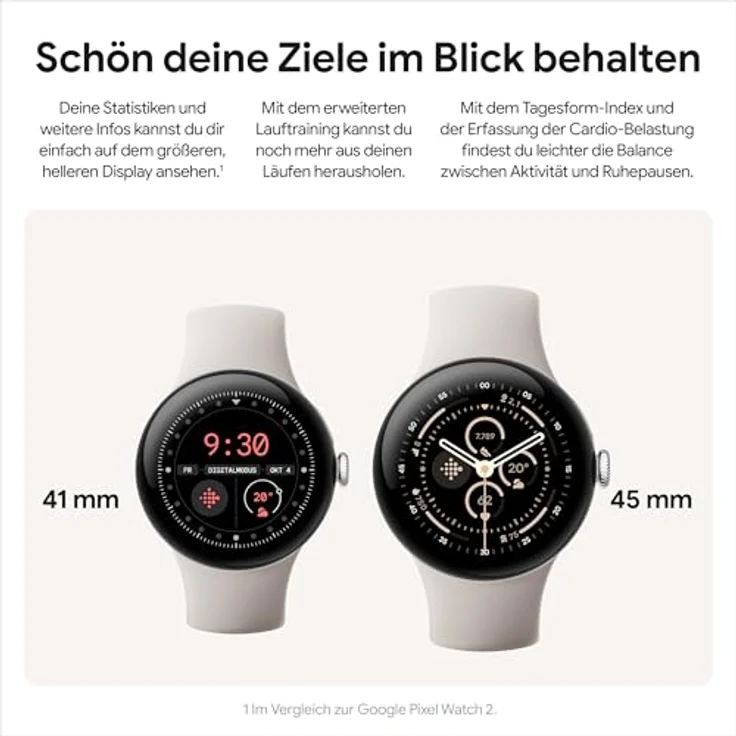 Google Pixel Watch 3 (45 mm) – Matte Black – Obsidian – LTE Smartwatch mit Actua-Display und personalisiertem Echtzeit-Coaching – Bild 2