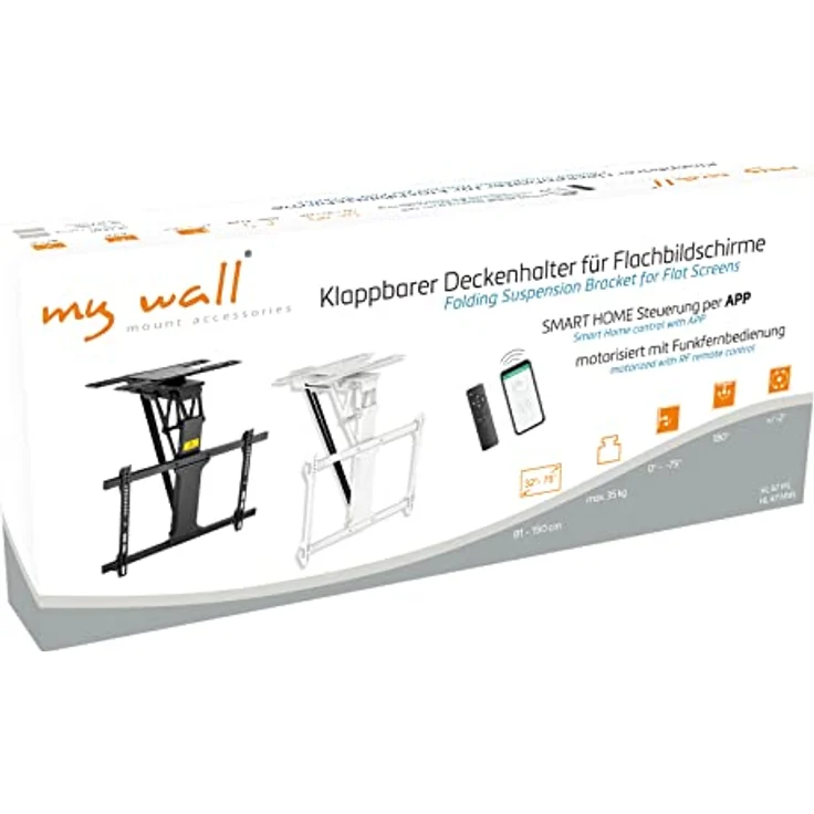 Mywall TV-Deckenhalterung HL47MWL Motorisiert&Klappbar für Flachbildschirme mit Smart Home Steuerung für 32-75 Zoll, Belastung bis 35 kg mit 180° Drehfunktion – Bild 2