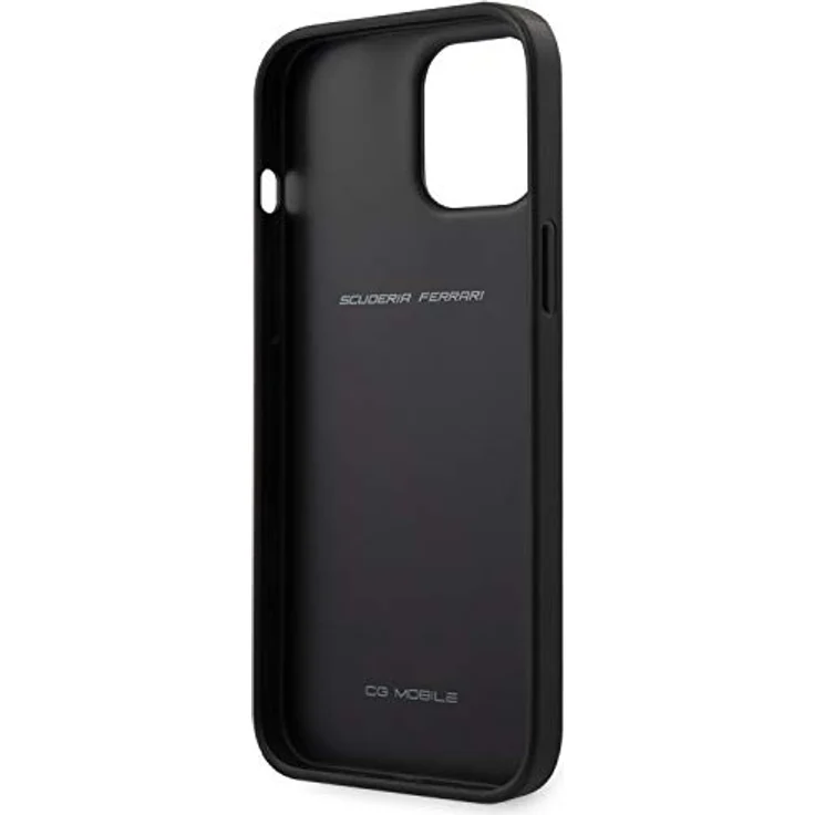 CG MOBILE Ferrari Schutzhülle Schwarz, Leder mit silberfarbenem Logo, kompatibel mit iPhone 12 Pro Max (6,7 Zoll) – Bild 2