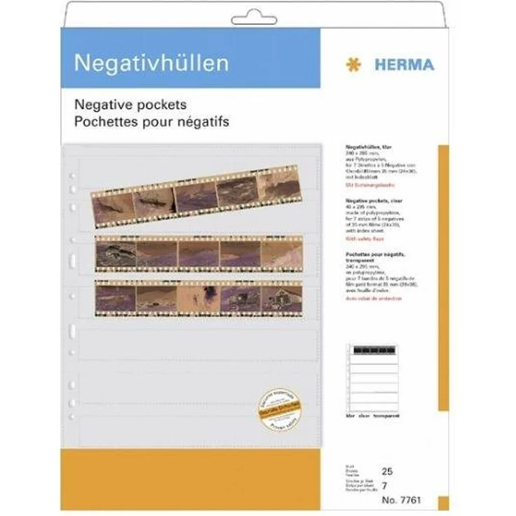 HERMA Fotoalbum Negativhüllen 7761, 25 Schutzhüllen für die sichere Aufbewahrung von Negativen