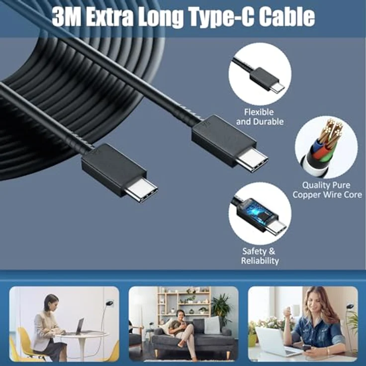 DiHines USB C Ladegerät 2er-Pack, 25W Schnellladegerät mit 3M Ladekabel, kompatibel mit Samsung Galaxy S26/S25/S24/S23/S22/S21 und iPhone 17/16/15 Pro Max – Bild 4